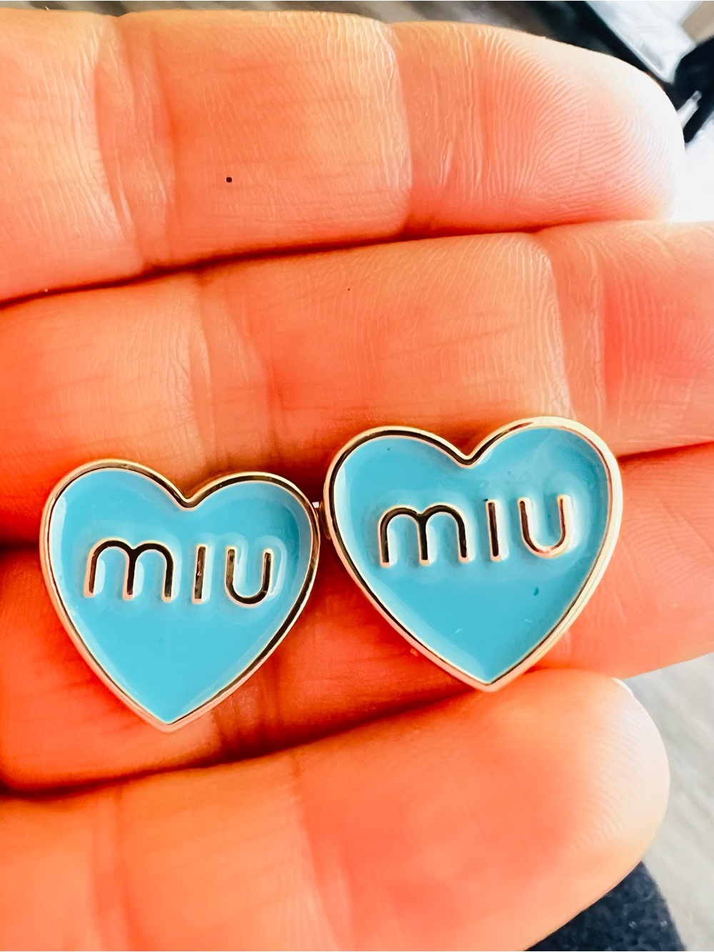 Unbranded Fashion  Turquoise Heart Logo Stud Earrings